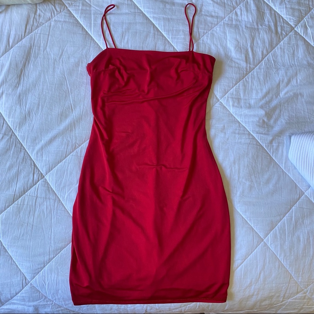 Red mini dress